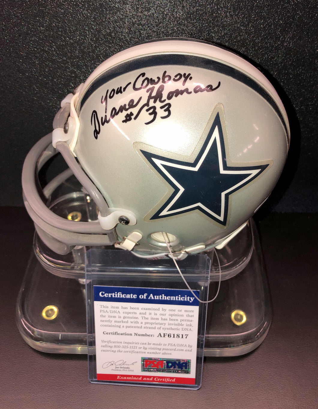 Duane Thomas Signed Dallas Cowboys Mini Helmet PSA/DNA Authentication Services Certified
