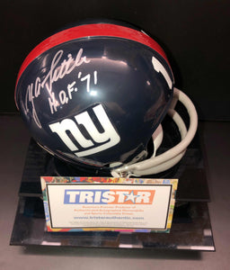 Y.A. Tittle Signed New York Giants Mini Helmet TRISTAR