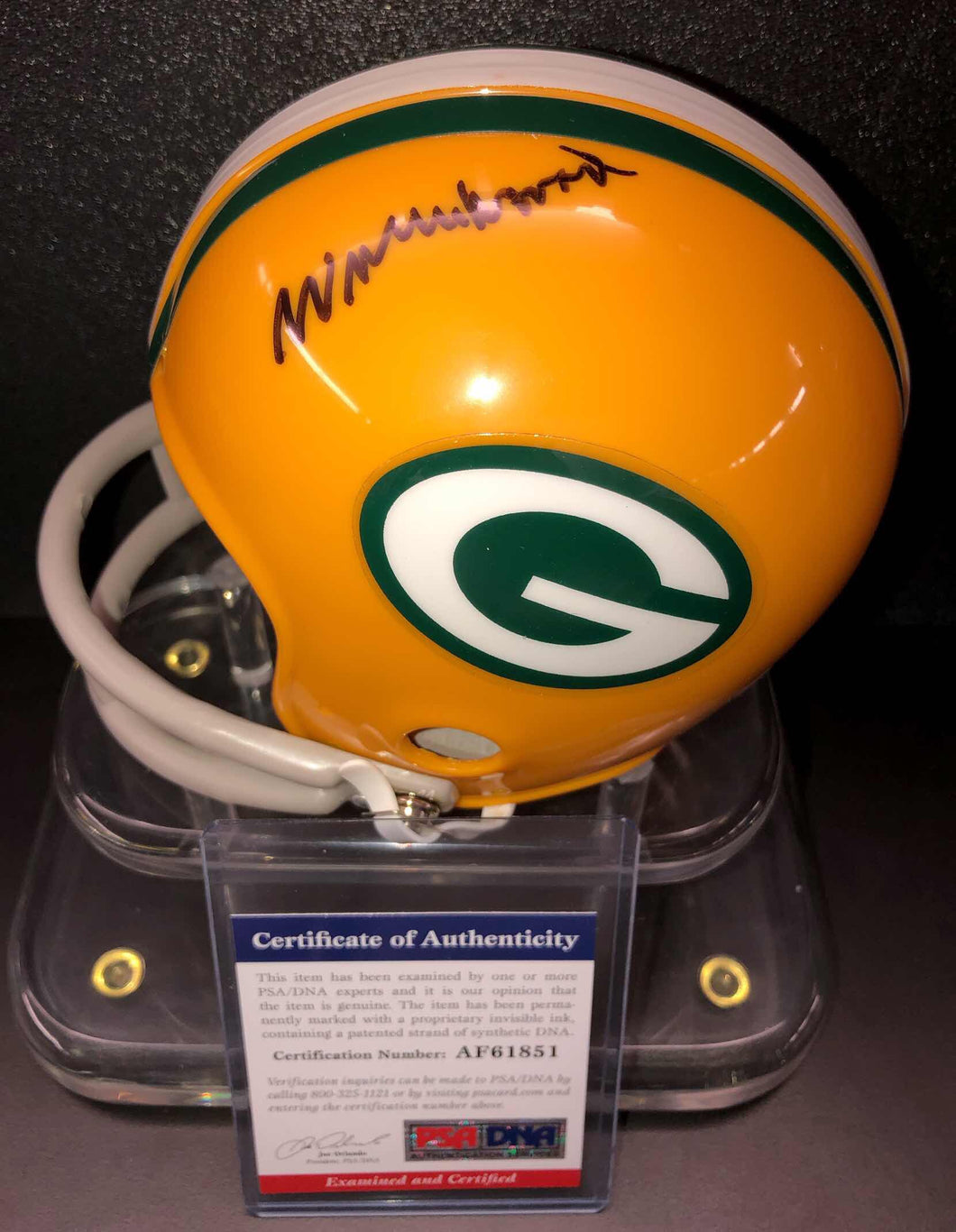 Willie Wood Signed Green Bay Packers Mini Helmet PSA/DNA