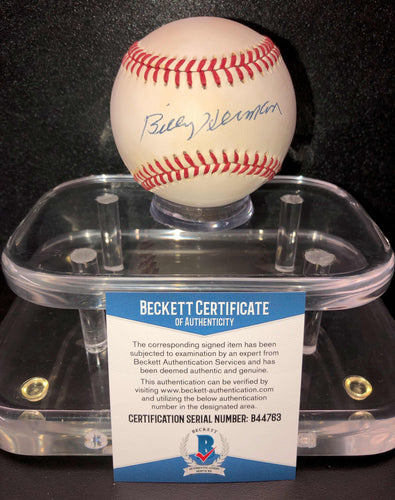 Billy Herman Signed Baseball BAS Beckett Authentication Services Certified