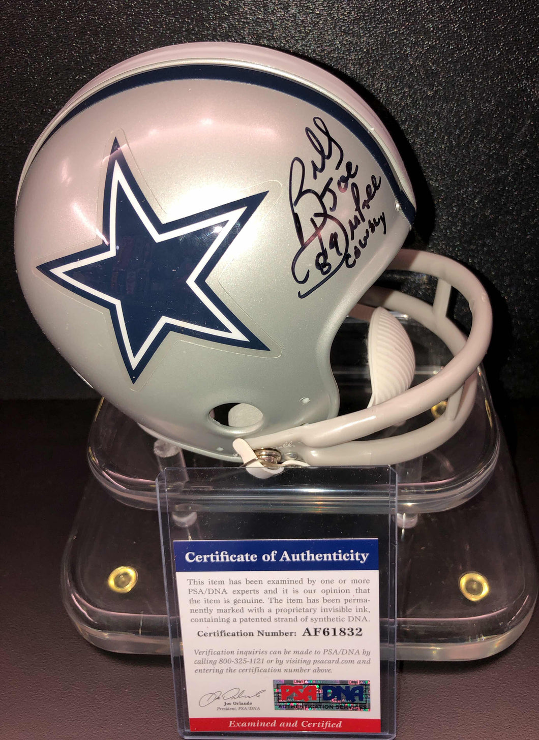 Billy Joe Dupree Signed Dallas Cowboys Mini Helmet PSA/DNA Authentication Services Certified