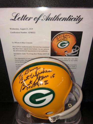 Bart Starr Signed Green Bay Packers Mini Helmet PSA/DNA Authentication Services Certified