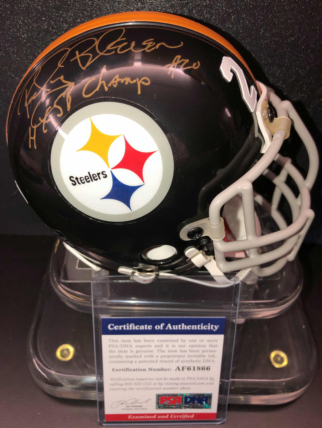 Rocky Bleier Signed Pittsburgh Steelers Mini Helmet PSA/DNA