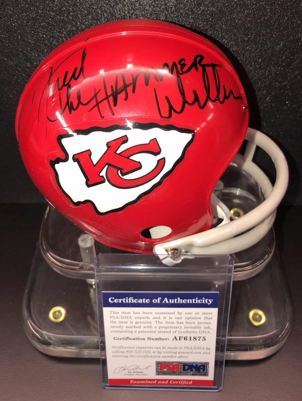 Fred “The Hammer” Williamson Signed Kansas City Chiefs Mini Helmet PSA/DNA
