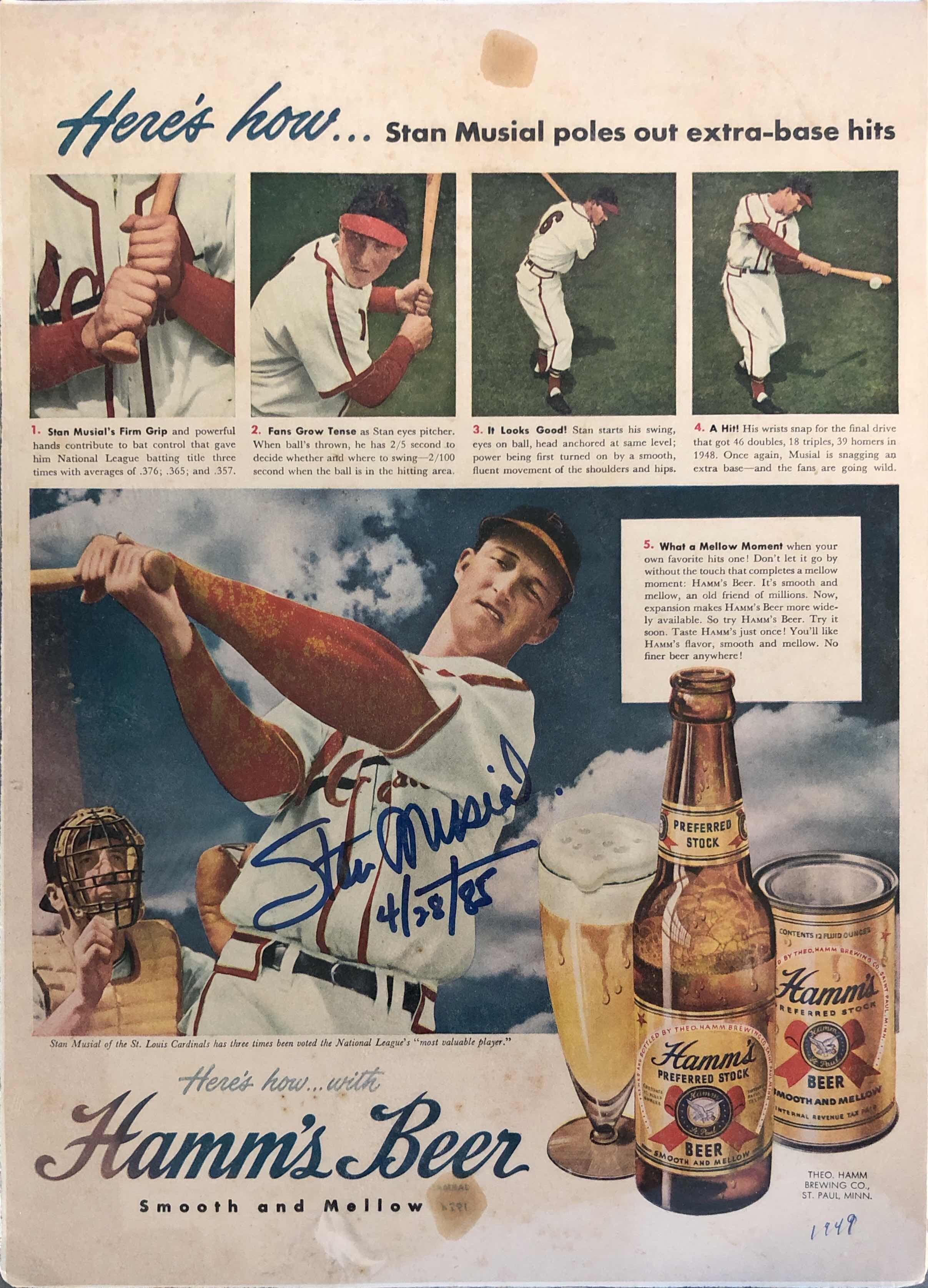 Lot Detail - C.1947 STAN MUSIAL LOUISVILLE SLUGGER ADVERTISING DISPLAY SIGN